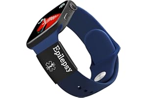 Tobestu Epilepsy Medical Information ID Tag for Apple Watch Band - Black Plated Stainless Steel Tags for Men YA4313 (Black-Epilepsy)