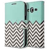 Galaxy Core Prime G360 Case, Galaxy Prevail LTE Case, RANZ® Stylish Design Deluxe PU Leather Folio Flip Book Wallet Pouch Case Cover (Teal Waves) For Samsung Galaxy Core Prime G360 / Samsung Galaxy Prevail LTE with Touch Stylus