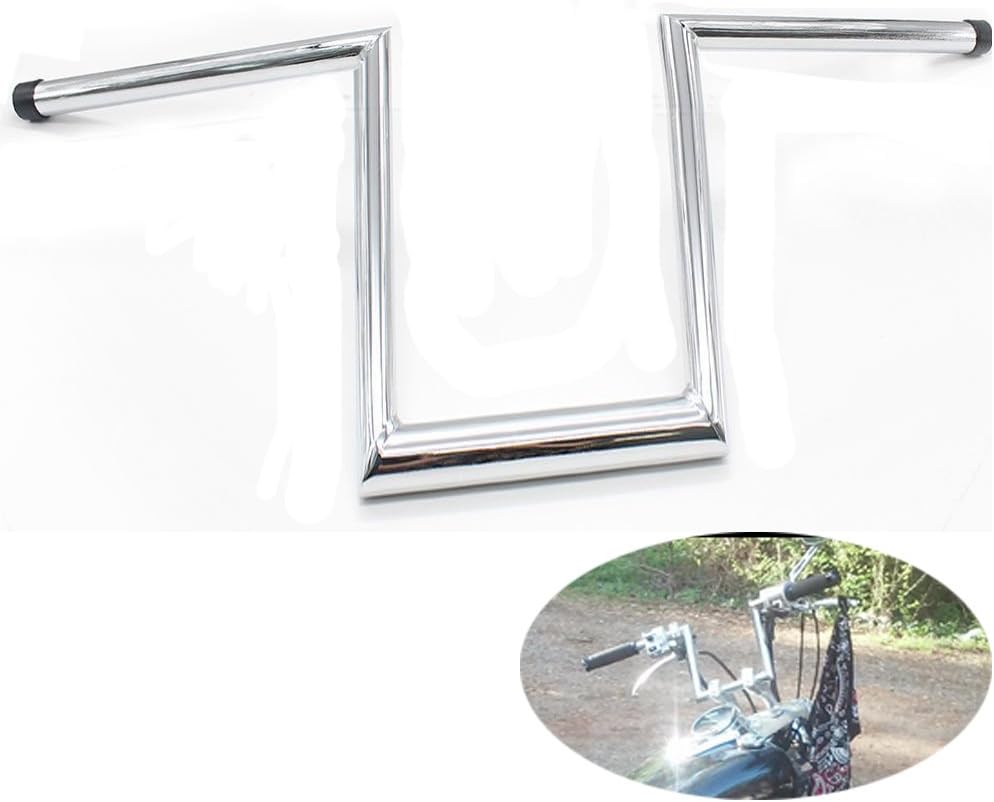 GLAD CRE8 Chrome Powdercoat Finish Steel 10" Rise 3" Pullback Narrow Ape Hangers Z-Bars Handlebars for Harley Softail Fatboy Dyna Bobber Choppers Motorcycle