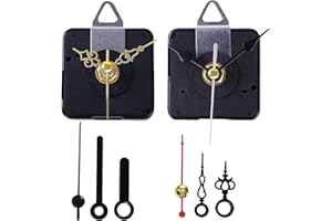 EMOON 2-Pack Silent Clock Movement Kit with 4 Pairs of Short Hands，DIY Repair & Replacement Motor, Total Shaft Length 7/8 in