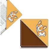 AFYEWKC Cute Leather Bookmarks, Fun Triangle Making Corner Bookmark, Book Accessories for Reading Book Lovers, Unbreakable Page Markers for Women Men Yellow Cute Corgi Dog