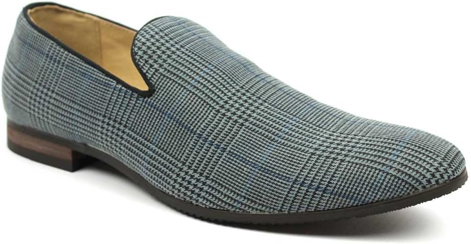 New Men's Plaid Checkered Slip on Loafers Modern Dress Shoes Azar