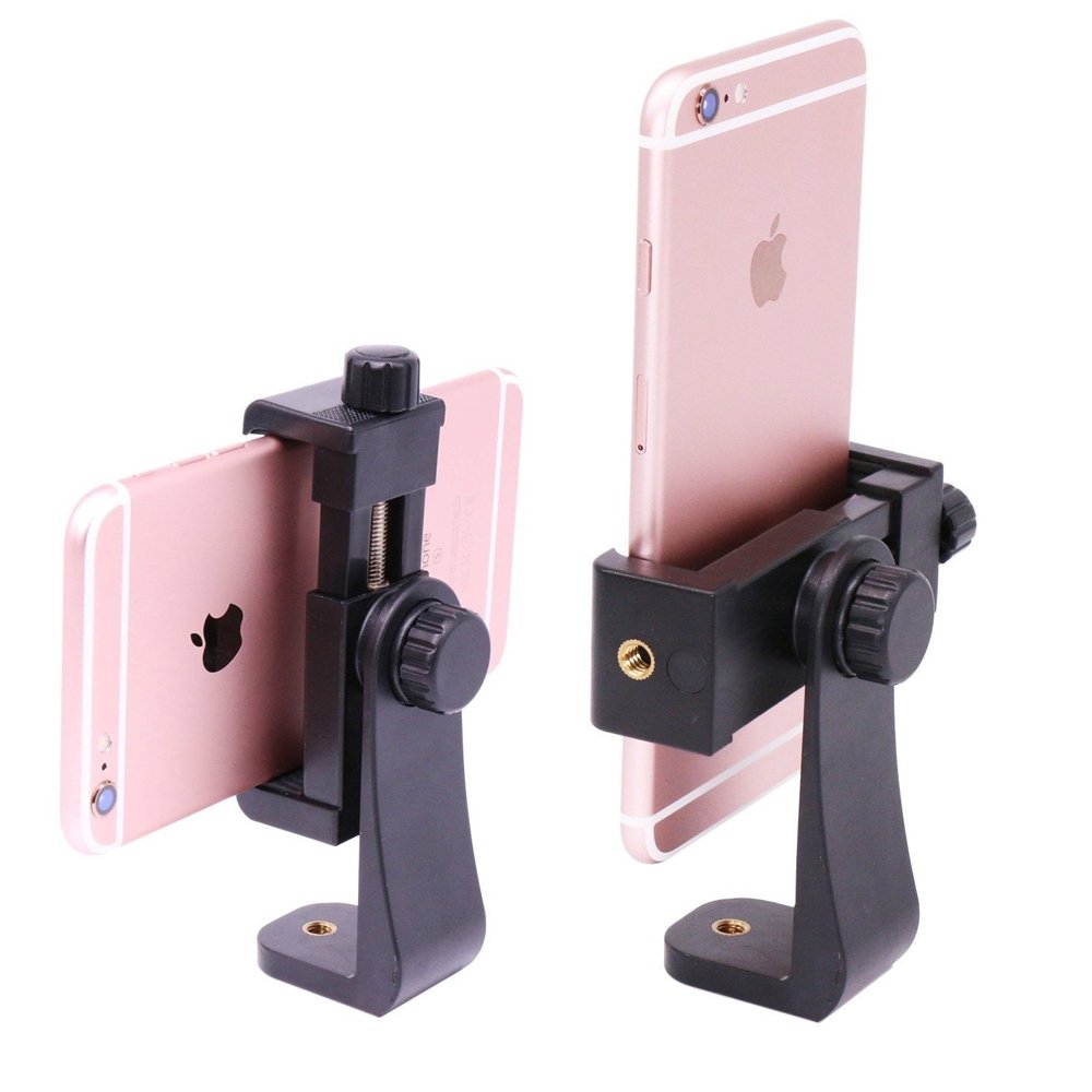 Cell Phone Tripod Mount ixaer adjustable Bracket Tripod Vertical Bracket Holder Adapter Phone Clip Adapter for iPhone Samsung Galaxy Nexus Use on 1/4 Tripod and More ( Black )