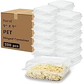 Karat Clamshell Take Out Food Containers [9.3"x8.6" - 200 ct] Durable, Stackable, Crack-Resistant To Go Boxes | Translucent