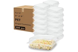 Karat Clamshell Take Out Food Containers [9.3"x8.6" - 200 ct] Durable, Stackable, Crack-Resistant To Go Boxes | Translucent