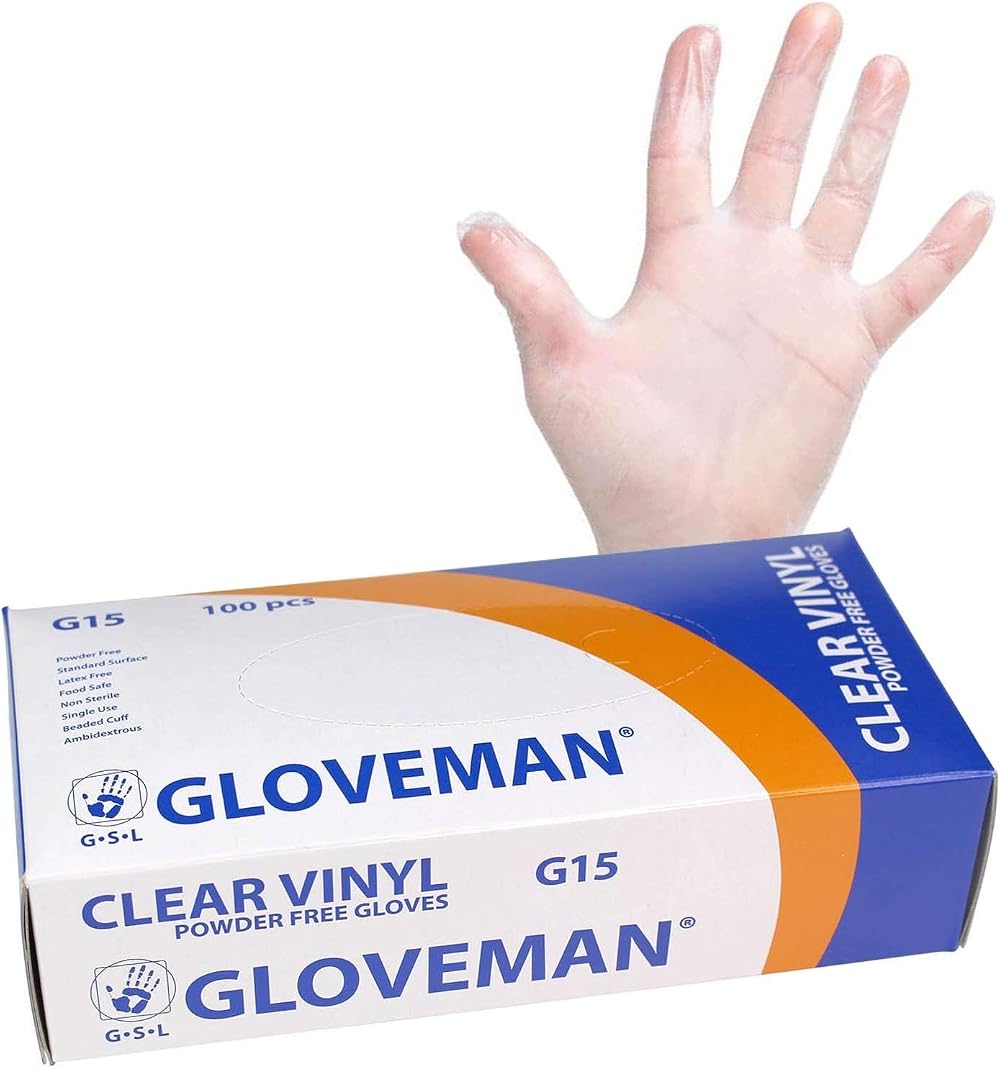 GLOVEMAN WITPOCE Clear Vinyl Gloves Large Box of 100