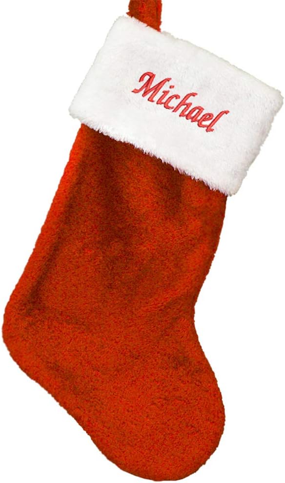 Stockings & Holders - GiftsForYouNow Embroidered Red Plush Personalized Christmas Stocking, Customized, Stocking for The Mantle