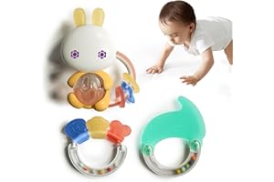 Evoceler Baby Rattles 0-6 Months, Baby Toys 0-6 Months, Infant Toys 0-6 Month Old Baby Boy Girl Gifts Set, Teethers for Babies 6-12 Months, Early Development Toy