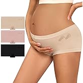 Y25D Maternity Underwear Cotton Blend Seamless Pregnancy Panties Under The Bump Postpartum Boyshort Underwear 3-Packs