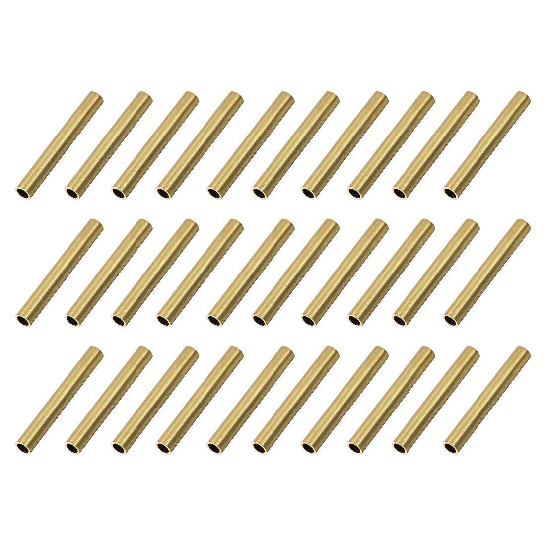 sourcing map Brass Round Tube, 4mm OD 0.5mm Wall Thickness 30mm Length Seamless Pipe Tubing for DIY Crafts 30 Pcs