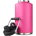 Kerilyn Insulated Gallon Jug with Handle, One Gallon, 128oz Stainless Steel, Large Double Vacuum Water Bottle for Hot & Cold Drinks, Wide Mouth, Sweat Proof, Great for Travel, Camping, Pink
