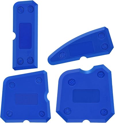 XCOZU 4-Piece Portable Blue Silicone Caulking Kit Multi-Edge Sealant Tool