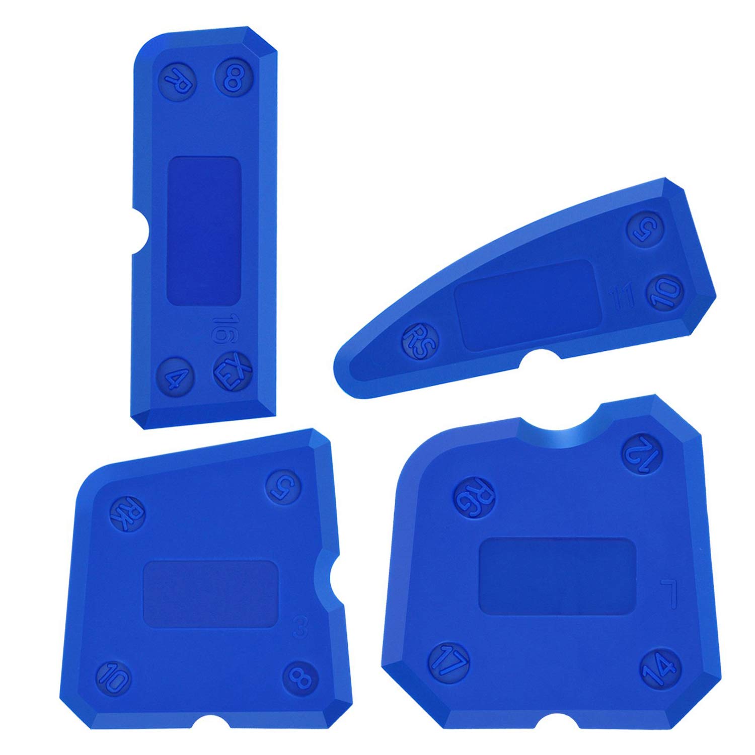 XCOZU 4-Piece Portable Blue Silicone Caulking Kit - Multi-Edge Sealant Applicator Tool Smoother Mastic Tool for Kitchens, Bathrooms