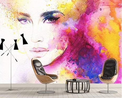 Amazon Bosakp 3d壁紙水彩画赤い唇抽象的な美トップ壁紙シンプル背景壁 360x250cm 壁紙