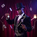 HENBRANDT Adult Black Velour Top Hat Victorian Steampunk Magician Fancy Dress view 2