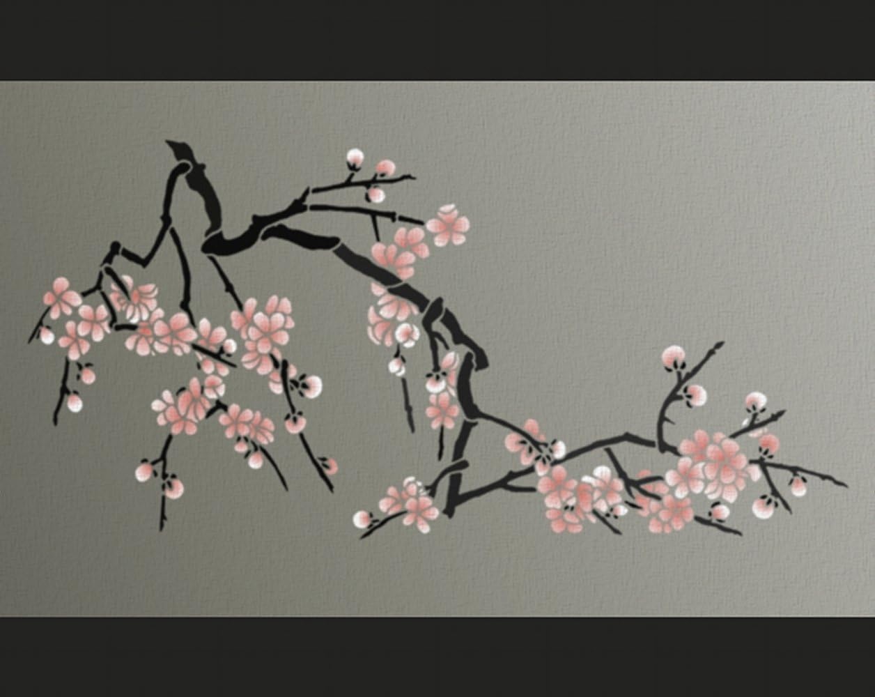 Tree Branch Wall Stencil Cherry Blossom Branch Large