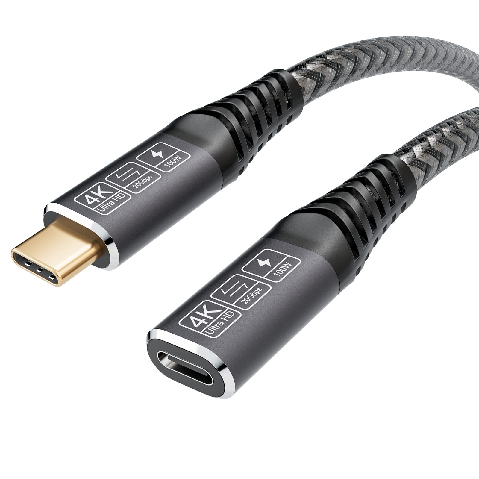 CAKOBLE USB-C 3.2 Extender 20Gbps Data - 100W/5APD Charge, 4K@60Hz, 0.5m, Male to Female