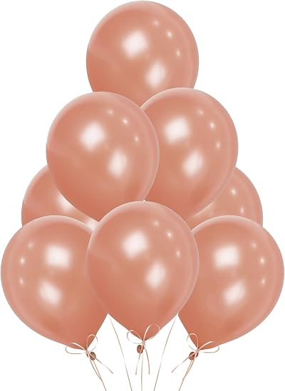 SHATCHI Rose Gold Balloons 50 Pack 12 Inch Biodegradable Latex Thick
