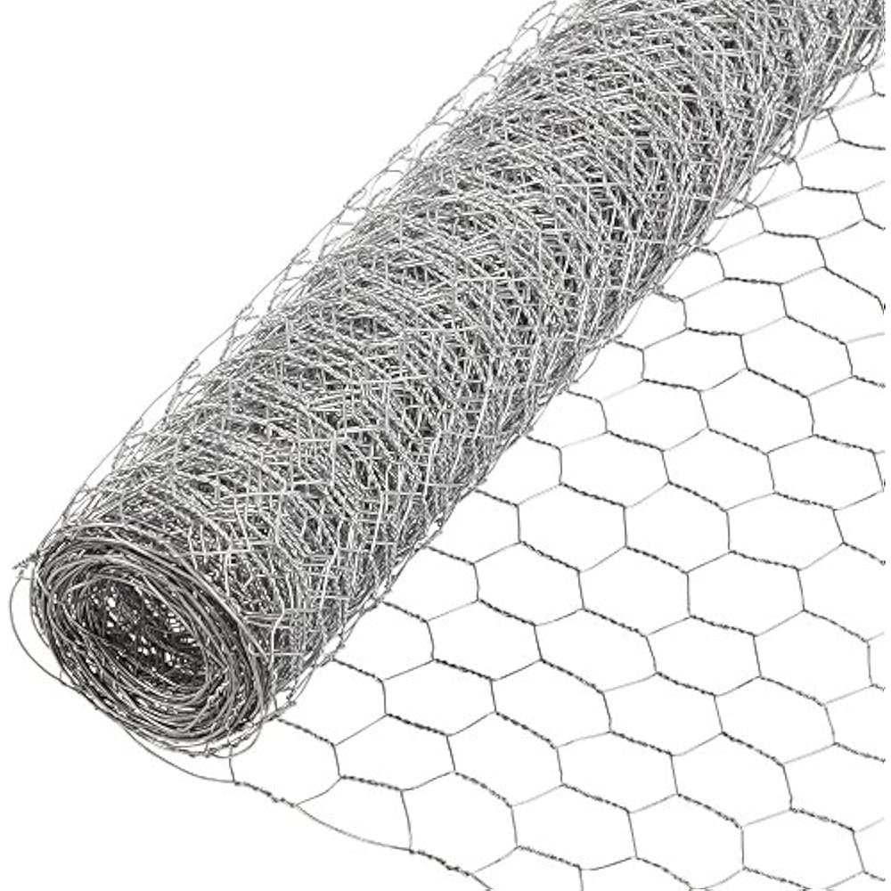 308475B X 50 Foot 2 Inch Mesh Poultry Netting, Gray Chicken Wire Garden