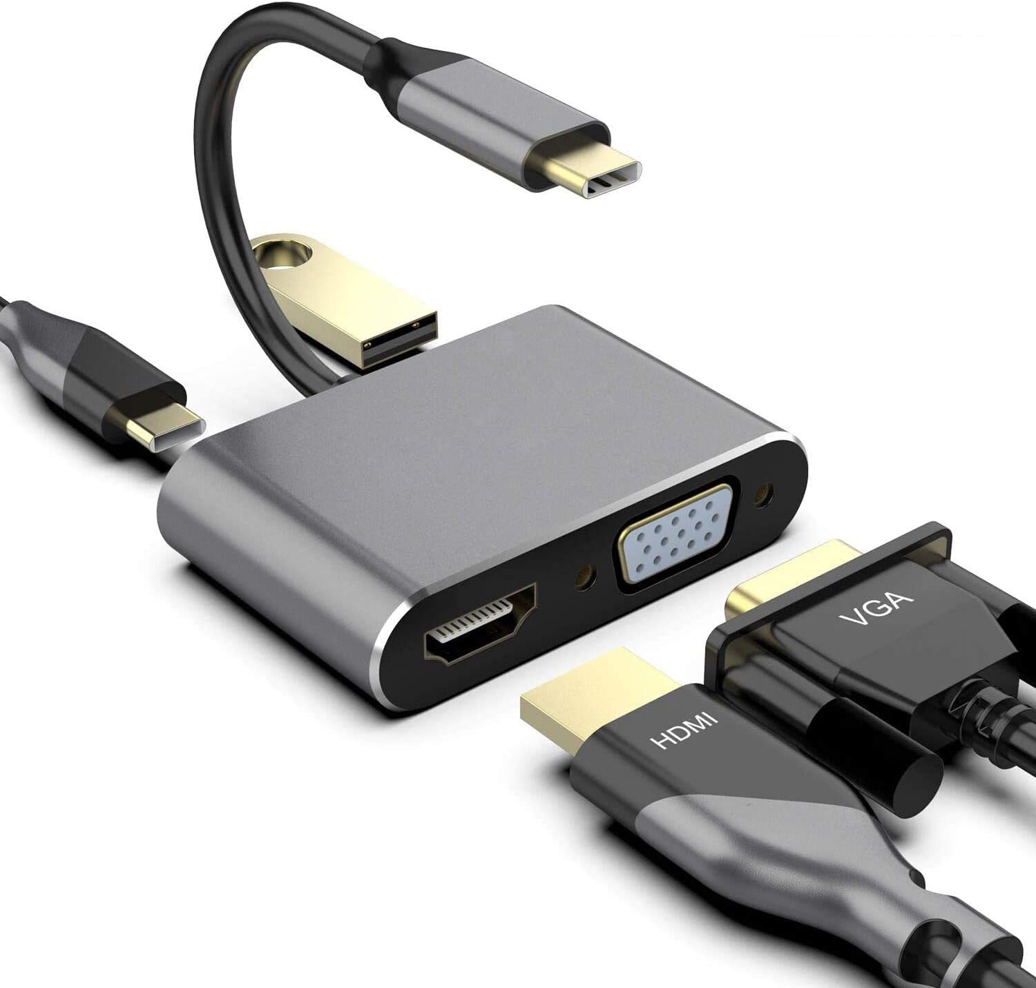 USB C To HDMI VGA Adapter Type C Hub To HDMI 4K VGA 1080P USB3 0 USB C