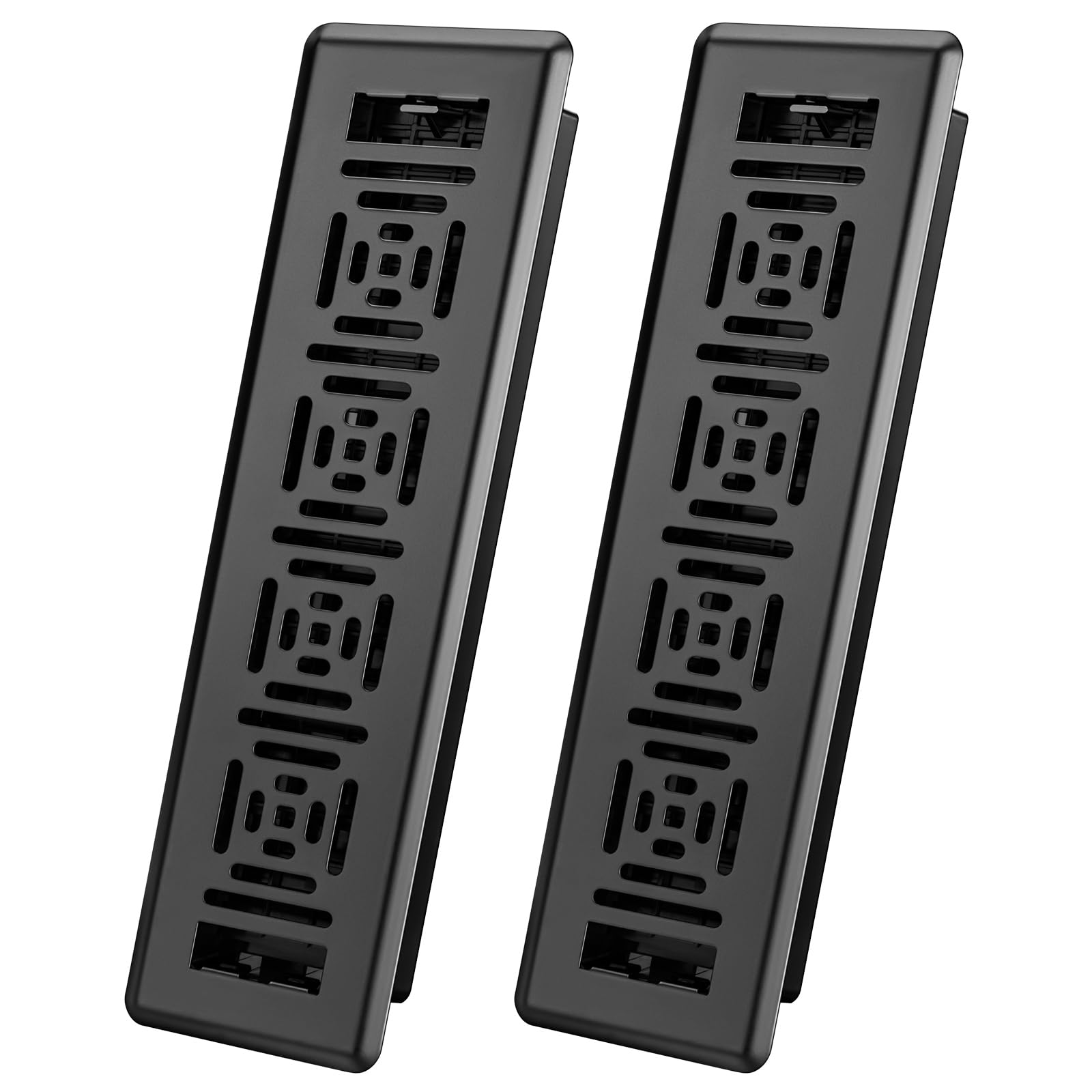 Photo 1 of 2x14 Floor Register Vent, 2 Pack Heavy Duty Walkable Steel Floor Vent, Adjustable Decor Grates for Home Floor Sidewall Office or Ceiling Vent, Decorative Vent Covers, Black