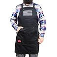 JayCee Apron for BBQ, Grill, Chef, Hobby and Workshop, 5 Pockets, Cross-Back, 2 Tool/Towel Loops, 10 oz Cotton, Great Gift