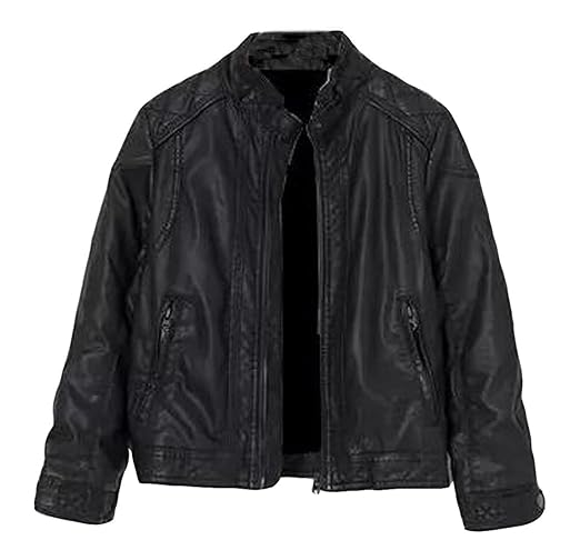 Brinny Kinder Jungen Kunstleder Jacke PU Kragen Motorrad Leder Mantel