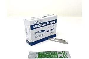 P&P MEDICAL SURGICAL Disposable Surgical Scalpel Blades Sterile High Grade Carbon Steel 2.1% 10xx Individually Foil Wrapped Size 22 Box of 100