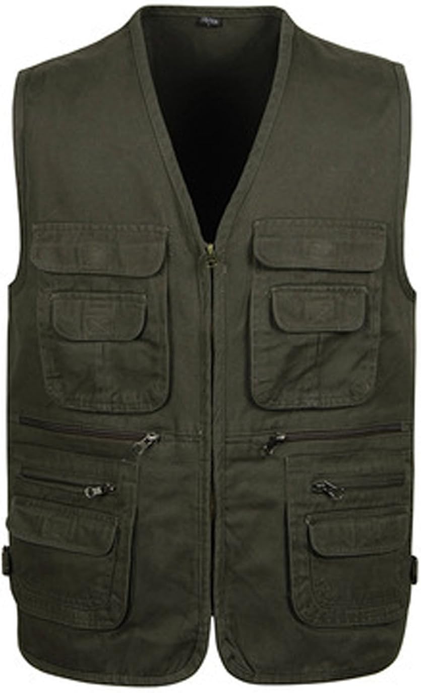 ROSEUNION Herren Outdoor Safari Weste mit vielen Taschen Atmungsaktiv Fishing Weste Ärmellos