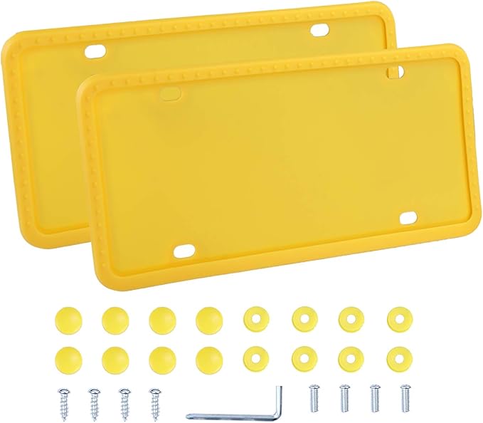 LivTee Yellow Silicone License Plate Frame, Universal