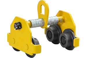 Hasopy Push Beam Trolley Steel, Capacity Manual Trolley, I-Beam Trolley, Heavy Duty Beam Trolley Hoist w/Dual Track Rollers, 2.5in - 5.5in Adjustable Flange for Lifting (3T)