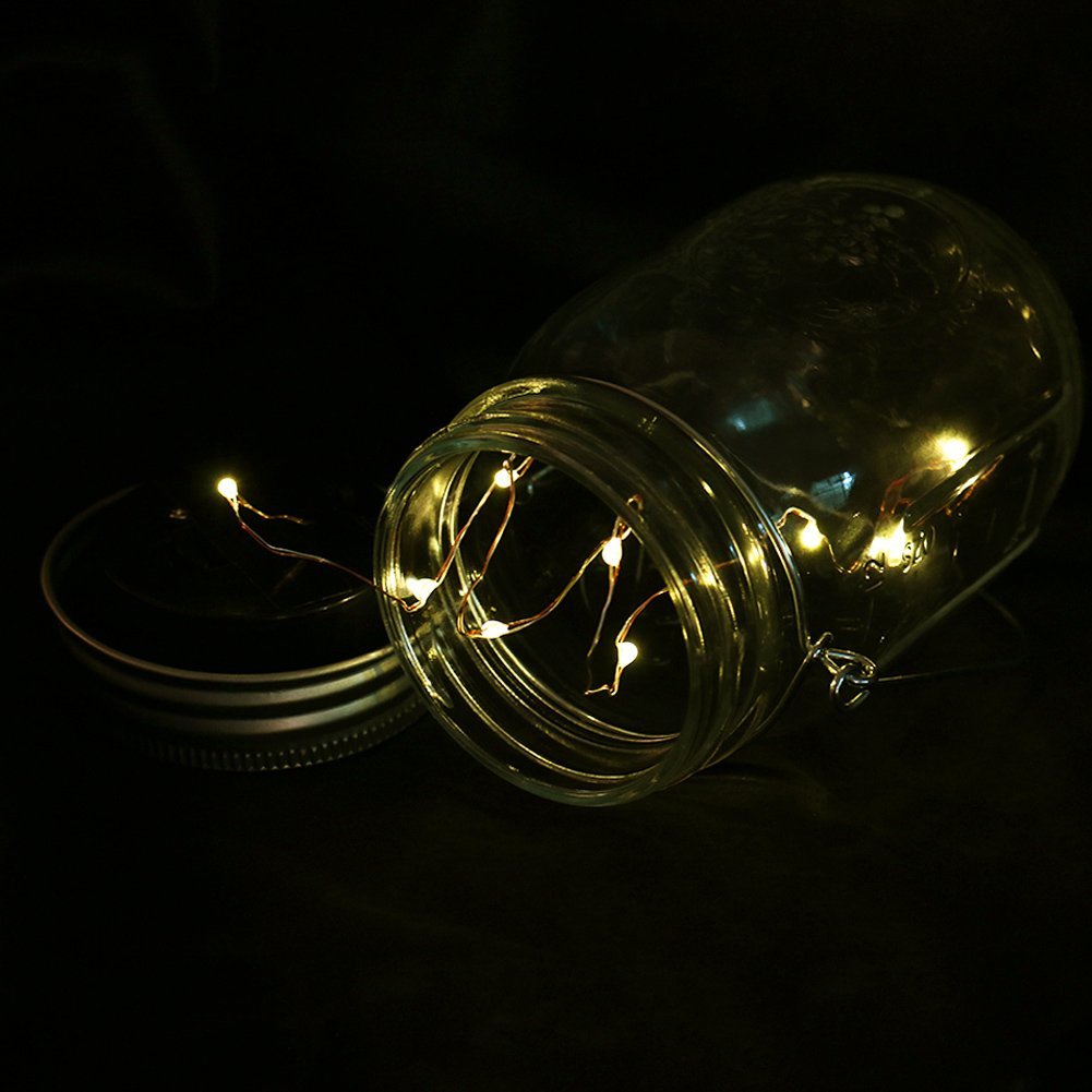 Mason Jar Lights, 3 Pack Solar Mason Jar Lid Insert, LED String Solar Light Jar Lid Insert for Garden Patio Outdoor Party Festivals, Wedding Decoration (Warm White Lights)