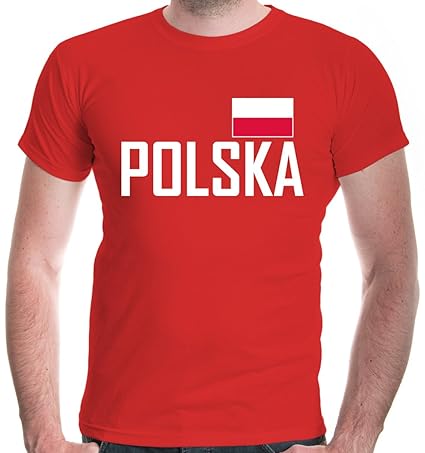 buXsbaum® Herren T-Shirt Polen | Polska Poland Pologne Europa Ländershirt Fanshirt Flagge Trikot Reise