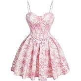 SweatyRocks Women's Floral Print Ruffle Mini Dress A Line Sleeveless Boho Holiday Dresses