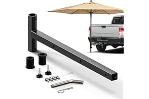 Blosail Heavy-Duty Hitch Mount Umbrella Holder – Adjustable Length (38" & 26.5") – Fits 1-3/8" to 2" Poles – Outdoor Umbrella Stand for Tailgating, Camping, Travel, and Other Outdoor Events, Black