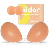 Niidor Adhesive Bra Strapless Ultra Sticky Invisible Push up Silicone Bra Multiple Colors Sizes Reusable for Backless Dress