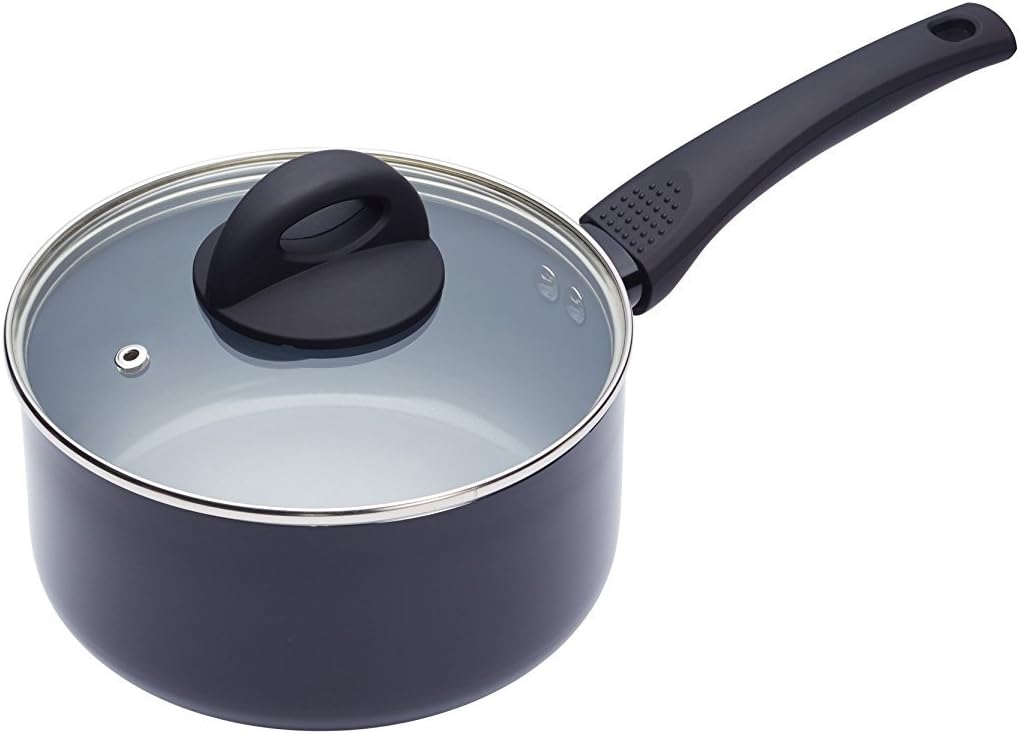 MasterClass Induction-Safe Non-Stick Ceramic Eco Saucepan with PTFE, PFOA and BPA Free Non Stick, 18 cm (7"), Black