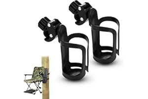 2pcs Tree Stand Cup Holder for Hunting, Easy Clamp on Tree Stand or Climbing Sticks No Drilling 360° Rotation Bottle Holder E