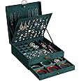 GYJOYERO Women Jewelry Box Lockable 3 Layers Large Jewelry Organizer Storage Case for Earrings Necklaces Rings Bracelets,Gree