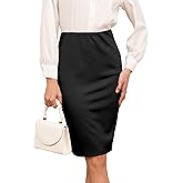Wldrsd Women's Elastic Waist Stretch Bodycon Business Pencil Skirt 2026 High Waist Formal Sheath Work Midi Skirt