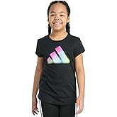 adidas Girls’ Short Sleeve Logo Graphic T-Shirt – Soft Cotton or Cotton Blend Jersey Tee, Ribbed Crewneck
