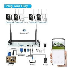 QDVOPHZA 10CH 5MP NVR Wireless Solar Panel Battery