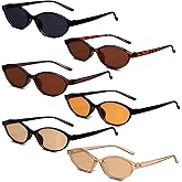 GGSTDDUP 6 Pcs Retro Oval Cat Eye Sunglasses for Women Y2k Glasses 90s Trendy Sunglasses for Men Women