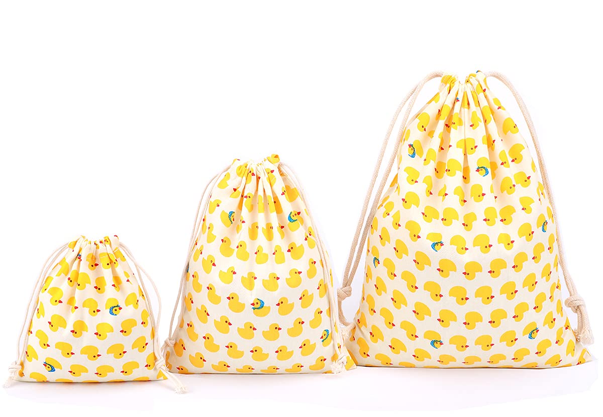 Amoyie 3 pcs Drawstring Storage Bags Set for Kid Stuff Travel Home Accessories, Gift Bag, Cotton Organizer Bag for Cosmetic, Toy — image 1