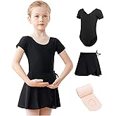 Daydance Lined Spandex Girls Dance Leotards with Removable Ballet Skirts, Dance Tights 3 in 1 Set