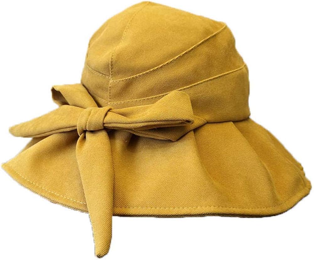 Cotton Women Winter Bucket Hat Large Table Bucket Hat Bow Solid Color