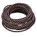 Boruo Brand 3mm Round Folded Bolo PU Braided Leather Cord for Necklace Bracelet Jewelry Making (5m Brown Color)