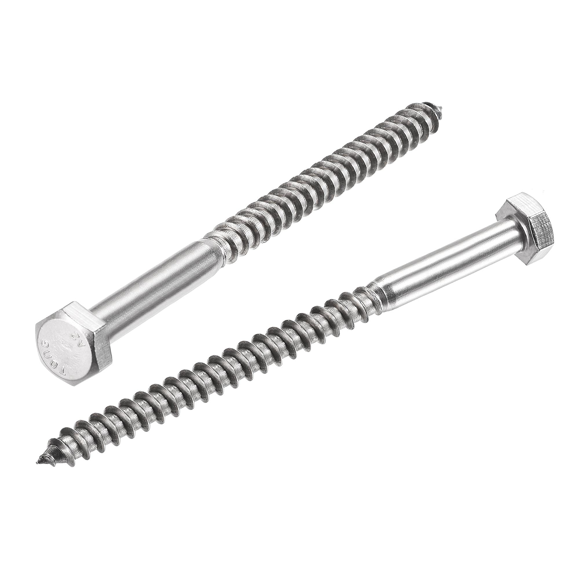 sourcing map Hex Lag Screws, M8 x 110mm 304 Stainless Steel Half Thread Self-Tapping Bolts for Wood Screw 10Pcs