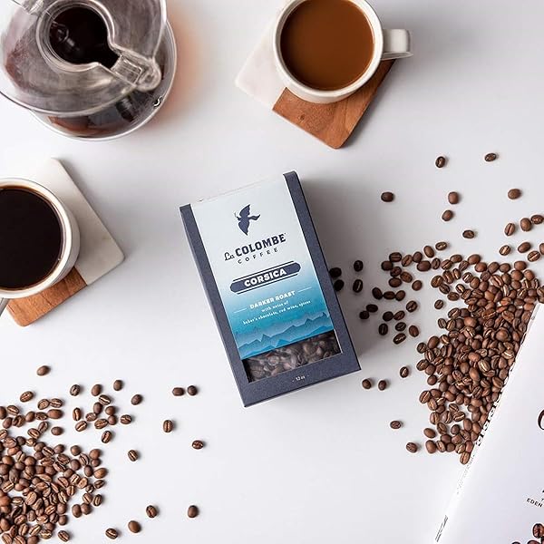 LA COLOMBE CORSICA DARK ROAST WHOLE BEAN COFFEE – 12 OUNCE, 1 PACK – NOTES OF BAKER’S CHOCOLATE, RED WINE & SPICES – FULL-BODIED, CHOCOLATEY, ROASTY COFFEE BEANS