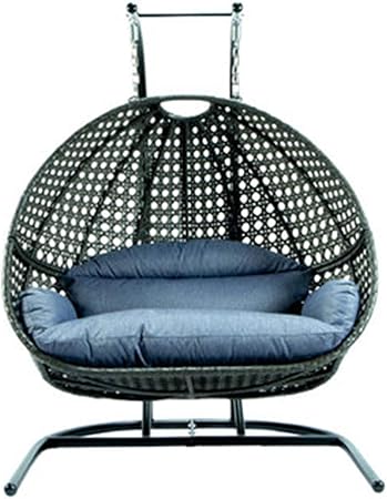 Amazon Com Rkrljx Hanging Egg Chair 2 Person Patio Hanging Egg Chair With Stand And Cushion Rattan Wicker Swing Hammock Chair Porch Basket Chaise Lounge Swinging Chair For Outdoor Bedroom Garden Outdoor